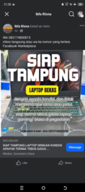 SIAP TAMPUNG LAPTOP BEKAS GAMING TEBUS GADAI